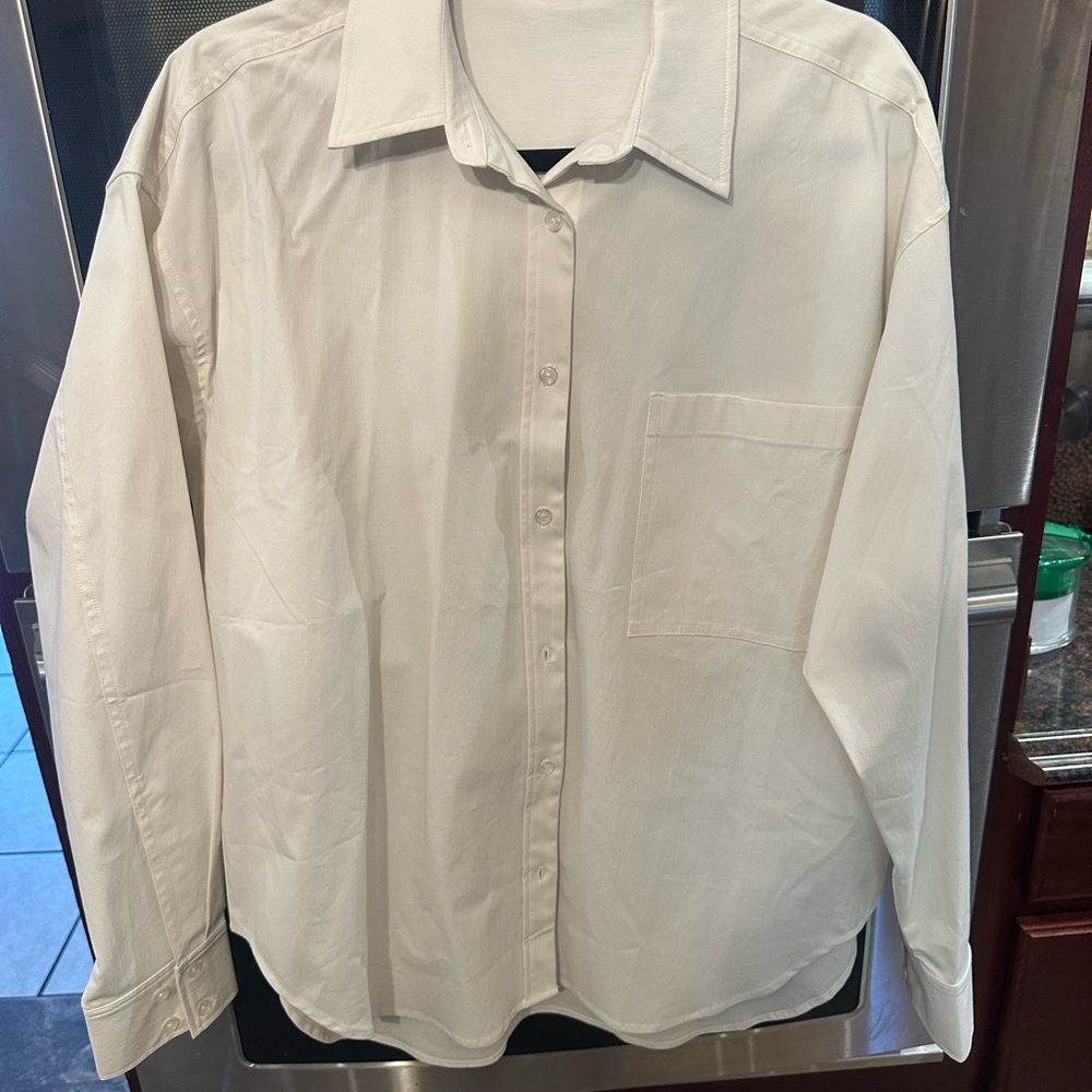 Good American WhiteCloud Women’s  Button-Front Dress Shirt